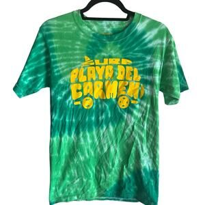 Surf Playa Del Carmen Tie Dye Green SMALL T Shirt